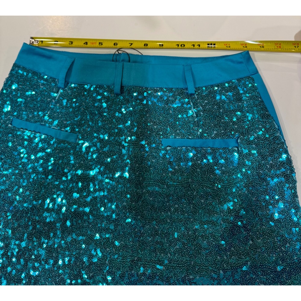 Fashion Nova Like To Party Sequin Mini Skirt Turquoise Blue Sparkly Size M NEW - Picture 7 of 12